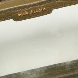 Pre Owned Michael Kors Green PVC and Croc Embossed Ginny Crossbody Bag