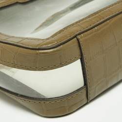 Pre Owned Michael Kors Green PVC and Croc Embossed Ginny Crossbody Bag