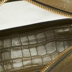 Pre Owned Michael Kors Green PVC and Croc Embossed Ginny Crossbody Bag