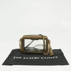 Pre Owned Michael Kors Green PVC and Croc Embossed Ginny Crossbody Bag