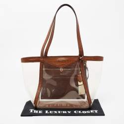 مملوكة مسبقًا Michael Kors Brown/Clear PVC and Croc Embossed Leather Large Whitney Tote