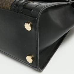 Pre Owned Michael Kors Brown/Black Signature Coated Canvas and Leather Whitney Top Handle Bag