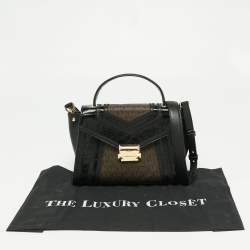 Pre Owned Michael Kors Brown/Black Signature Coated Canvas and Leather Whitney Top Handle Bag
