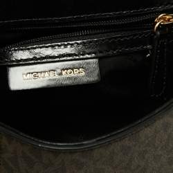Pre Owned Michael Kors Brown/Black Signature Coated Canvas and Leather Whitney Top Handle Bag