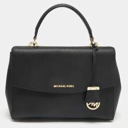 Pre Owned Michael Kors Black Leather Small Ava Top Handle Bag