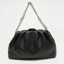 Michael Kors Black Faux Leather Extra-Large Nola Clutch Bag