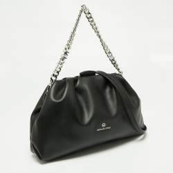 Michael Kors Black Faux Leather Extra-Large Nola Clutch Bag