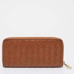 Michael Kors Tan Leather Woven Zip Around Wallet