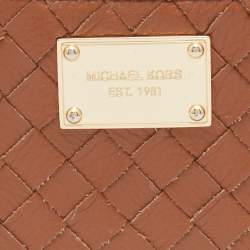 Michael Kors Tan Leather Woven Zip Around Wallet