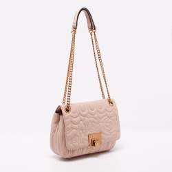 Pre Owned Michael Kors Dusty Pink Floral Quilted Leather Vivianne Shoulder Bag
