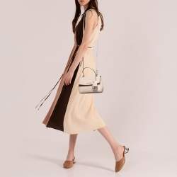 Pre Owned Michael Kors Beige Saffiano Leather Ava Extra Small Top Handle Bag