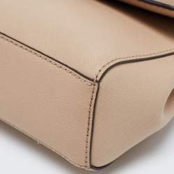 Pre Owned Michael Kors Beige Saffiano Leather Ava Extra Small Top Handle Bag