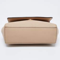 Pre Owned Michael Kors Beige Saffiano Leather Ava Extra Small Top Handle Bag