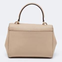 Pre Owned Michael Kors Beige Saffiano Leather Ava Extra Small Top Handle Bag