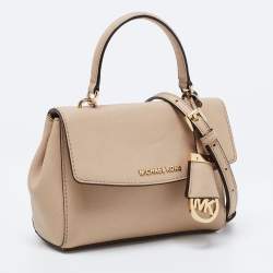 Pre Owned Michael Kors Beige Saffiano Leather Ava Extra Small Top Handle Bag