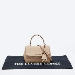 Pre Owned Michael Kors Beige Saffiano Leather Ava Extra Small Top Handle Bag