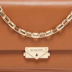 Pre Owned Michael Kors Tan Leather Cece Chain Top Handle Bag