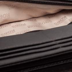 Pre Owned Michael Kors Beige/Brown Snakeskin Embossed Leather Jet Set Zip Around Wallet