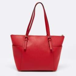 Pre Owned حقيبة يد توتس مايكل كورس جيت سيت جلد أحمر