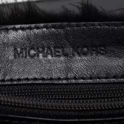 Pre Owned حقيبة كتف مايكل كورس سلون فرو وحواف جلد سوداء بسلسلة