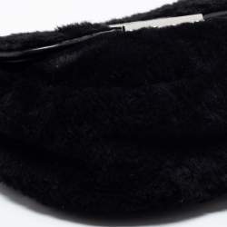 Pre Owned حقيبة كتف مايكل كورس سلون فرو وحواف جلد سوداء بسلسلة