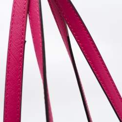 Pre Owned Michael Kors Pink Saffiano Leather Large Top Zip Jet Set Tote