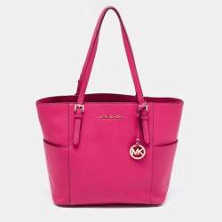 Michael Kors Jet Set Travel Top Zip Saffiano Leather Tote Deep Pink :  : Everything Else