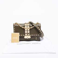 مملوكة مسبقًا Michael Kors Green Leather Studded Medium Cece Shoulder Bag