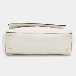 Pre Owned Michael Kors White Leather Small Ava Top Handle Bag