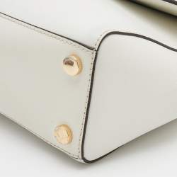 Pre Owned Michael Kors White Leather Small Ava Top Handle Bag