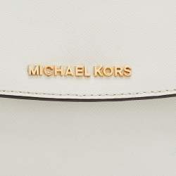Pre Owned Michael Kors White Leather Small Ava Top Handle Bag