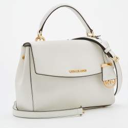 Pre Owned Michael Kors White Leather Small Ava Top Handle Bag