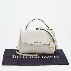 Pre Owned Michael Kors White Leather Small Ava Top Handle Bag