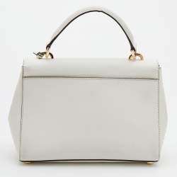 Pre Owned Michael Kors White Leather Small Ava Top Handle Bag