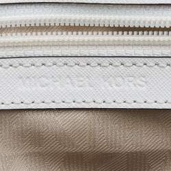 Pre Owned Michael Kors White Leather Small Ava Top Handle Bag