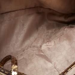 مملوكة مسبقًا حقيبة يد توتس مايكل مايكل كورس سويدي وجلد نقشة الثعبان ذهبي ميتاليك بسلسلة 