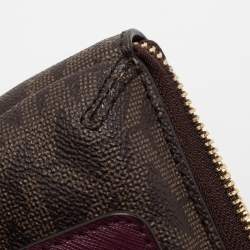 Pre Owned Michael Kors Brown/Purple Signature Coated Canvas And Leather Wallet On Chain