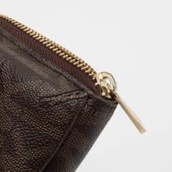 Pre Owned Michael Kors Brown/Purple Signature Coated Canvas And Leather Wallet On Chain