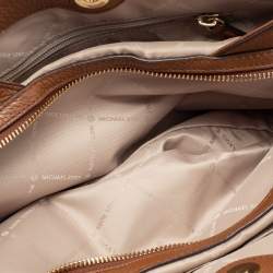 Pre Owned Michael Kors Beige/Brown Signature Canvas and Leather Small Susan Shoulder Bag