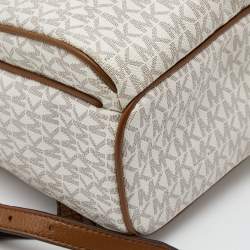MICHAEL Michael Kors White Signature Coated Canvas and Leather Medium Abbey Backpack
