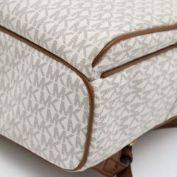 MICHAEL Michael Kors White Signature Coated Canvas and Leather Medium Abbey Backpack