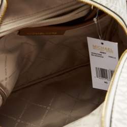 MICHAEL Michael Kors White Signature Coated Canvas and Leather Medium Abbey Backpack