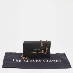 Pre Owned حقيبة كلتش مايكل كورس كارلا جلد أسود بسلسلة