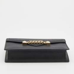 Pre Owned حقيبة كلتش مايكل كورس كارلا جلد أسود بسلسلة