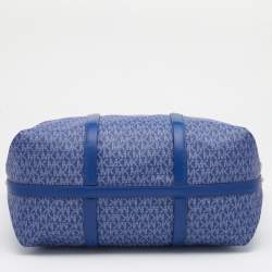 مملوكة مسبقًا حقيبة يد توتس مايكل كورس جلد وكانفاس أزرق بالشعار المقوى