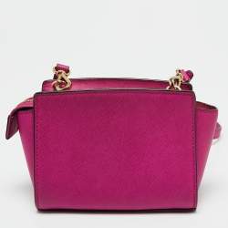 Pre Owned Michael Kors Pink Saffiano Leather Small Selma Crossbody Bag