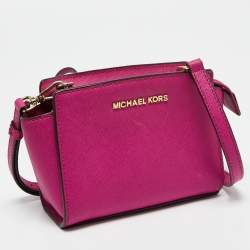 Pre Owned Michael Kors Pink Saffiano Leather Small Selma Crossbody Bag
