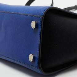 Pre Owned Michael Kors Black/ Blue Leather Selma Satchel