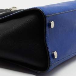 Pre Owned Michael Kors Black/ Blue Leather Selma Satchel