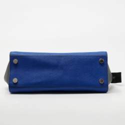 Pre Owned Michael Kors Black/ Blue Leather Selma Satchel